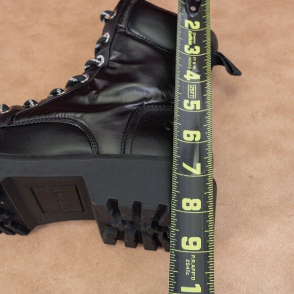 Calvin Klein Women Sallon Black Faux Leather Combat zip Ankle Boots sz 8 - Picture 6 of 9